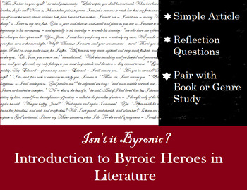 Preview of "Isn't it Byronic?" Byronic Hero Short Article and Questions