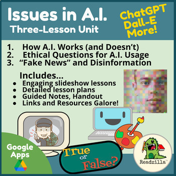 Preview of "Issues in AI" Unit - 3 Lessons (ChatGPT, Dall-E, etc.)
