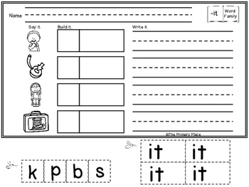 -It Word Family Printable Worksheets by The Primary Place | TPT