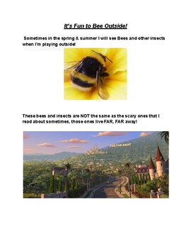 Preview of 'It's Fun To Bee Outside'- A Social Story for Fear of Bees