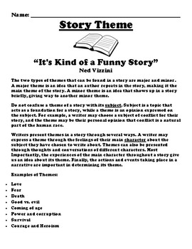 It's Kind of a Funny Story” THEME WORKSHEET by BAC Education | TPT
