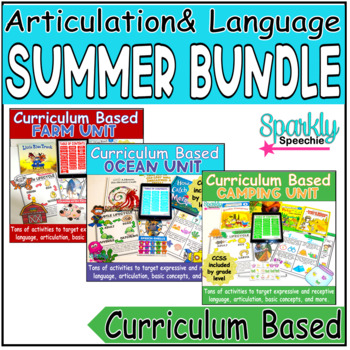 Preview of Summer Ocean Camping Farm Speech Curriculum Based Bundle Artic Language