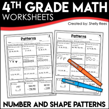 Patterns (Number Patterns and Shape Patterns) Worksheets by Shelly Rees