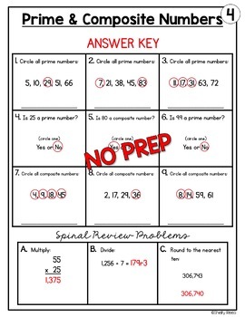Prime and Composite Numbers Worksheets by Shelly Rees | TpT