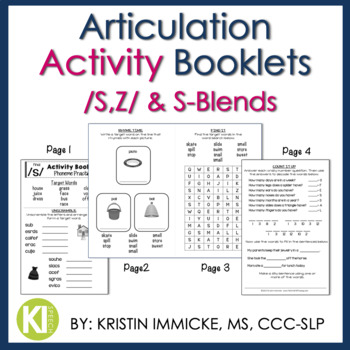 Preview of Articulation Activity Booklets /S,Z/ & S-Blends