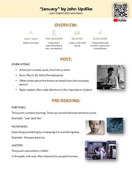 Preview of "January" by John Updike | Learn English (ESL) with Poetry |  + YouTube video