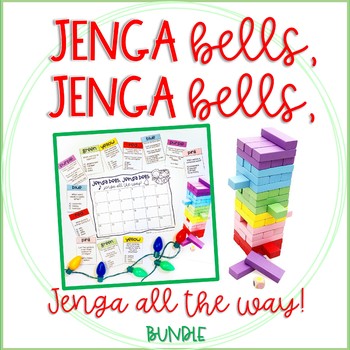 Preview of ELA and Math Jenga Games Bundle with Christmas and Winter Holiday Theme