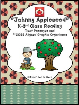 Preview of "Johnny Appleseed" K-3 *CCSS Aligned* Close Reading Text/Graphic Organizers