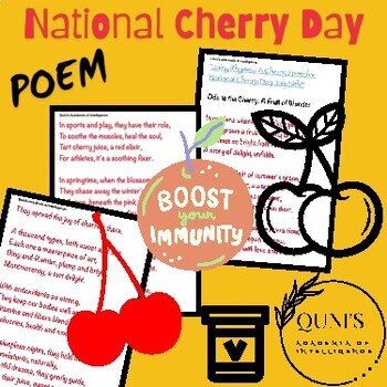 Preview of "Juicy Rhymes: A Cherry Poem for National Cherry Day July 16th!"