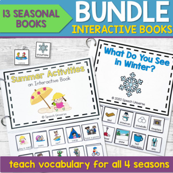 Preview of Seasonal Vocabulary Interactive Books BUNDLE Speech Therapy and Special Ed