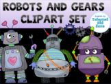 Robots and Gears Clipart Set Hand Drawn
