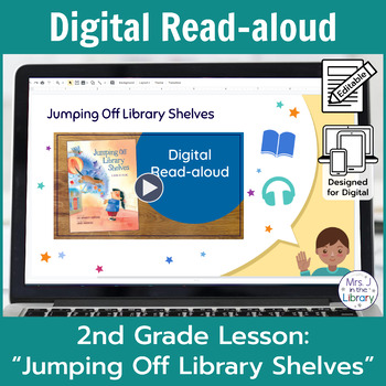 Preview of "Jumping Off Library Shelves" Read-aloud Activity and Lesson for Google Slides