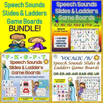 Preview of Speech Sounds Slides & Ladders Game Boards BUNDLE!