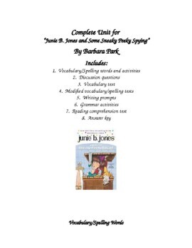 Preview of "Junie B. Jones and Some Sneaky Peeky Spying" by Barbara Park Unit