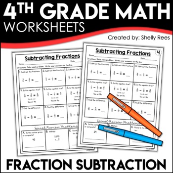 subtracting fractions worksheets by shelly rees tpt