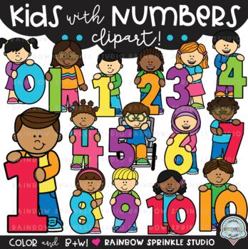 Kids with Numbers Clipart! by Rainbow Sprinkle Studio - Sasha Mitten