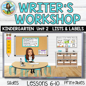 Preview of  Kindergarten Writing Unit 2 LISTS & LABELS Lessons 6-10