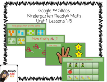 Preview of  Kindergarten iReady Ⓡ Math - Unit 1 lessons 1-5 (7 different products)