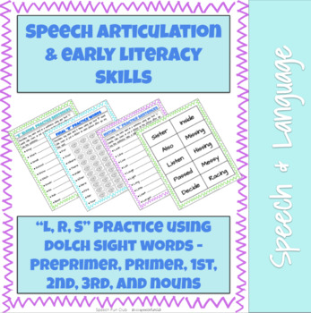 Preview of /L, R, S/ Dolch Sight Words Articulation Pack - Google Drive™ Slide Deck + PDF