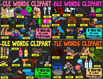 SYLLABLES CLIPART BUNDLE-FINAL STABLE LE ENDING WORDS CLIPART (74 WORDS)