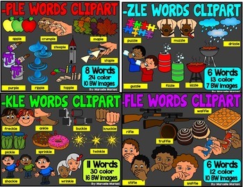 SYLLABLES CLIPART BUNDLE-FINAL STABLE LE ENDING WORDS CLIPART (74 WORDS)