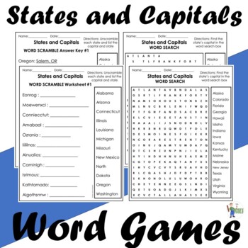 Preview of States and Capitals Word Games