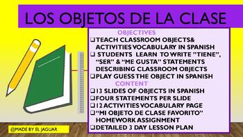 Preview of "LOS OBJETOS DE CLASE"  19 SLIDE POWERPOINT-CLASSROOM OBJECTS-Distance Learning 