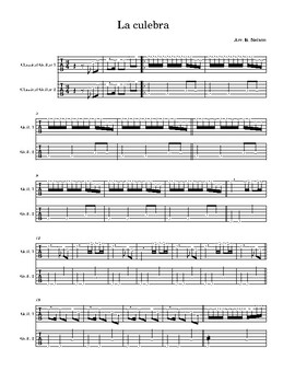 Preview of "La Culebra" Mariachi - Intermediate Guitar Duet - Ensemble - In Tablature - Tab