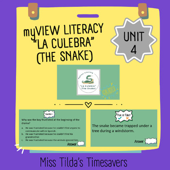 Preview of "La Culebra" (The Snake) Quiz - myView Literacy 4