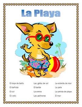 Preview of "La Playa" -Summer Vocabulary in Spanish-La Ropa-Distance Learning 