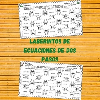 Preview of Laberintos de Ecuaciones de Dos Pasos: Para Matemáticas de 7mo/8vo Grado