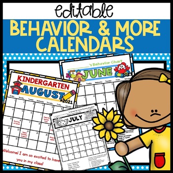 Preview of Editable Calendar 2024 2025  Behavior Chart & More Monthly Printable Digital