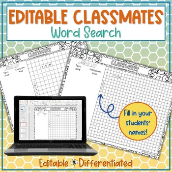 Preview of Editable Classmates Word Search Puzzle Activity