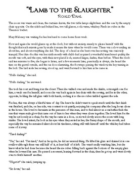 Preview of "Lamb to the Slaughter" Roald Dahl Short Story PDF Text