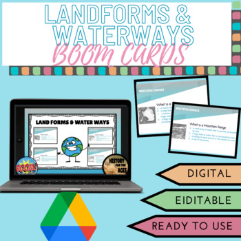 Preview of   Land Forms & Waterways: Geography: BOOM CARDS : Google Product 