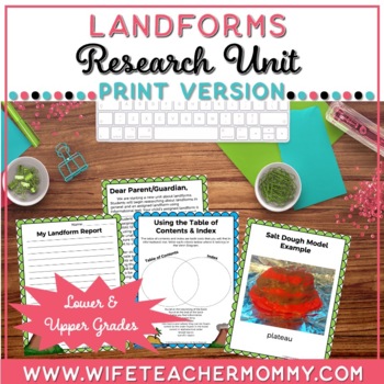 Preview of  Landforms Research Unit & Activities | Lower and Upper Grades (Print Version)