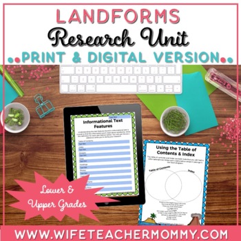 Preview of  Landforms Research Unit | Lower and Upper Grades (Digital & Print Versions)