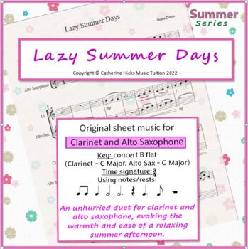 Lazy Summer Days Clarinet in Bb and Alto Saxophone Duet: original