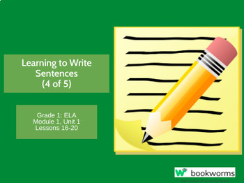 Preview of "Learning to Write Sentences (4 of 5)" Google Slides- Bookworms Supplement