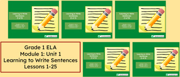 Preview of "Learning to Write Sentences" Bundle Google Slides- Bookworms Supplement