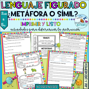 Preview of Lenguaje figurado similes y metaforas Espanol Similes and Metaphors in Spanish