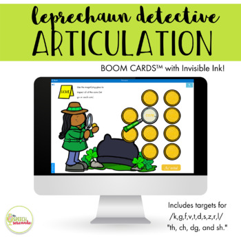 Preview of  Leprechaun Articulation Detective Spy Game Boom Cards™