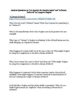 Preview of Langston Hughes Poems and Questions | The Harlem Renaissance 