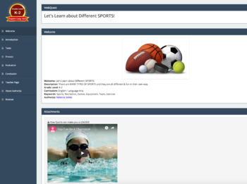 Preview of “Let’s Learn about Different SPORTS!” Web quest