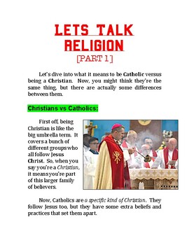 Preview of "Let's Talk Religion" (Part 1) + Multiple Choice Worksheet