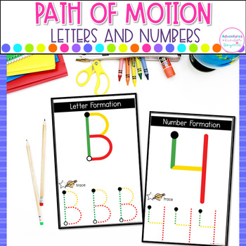 Preview of Letter and Number Formation Path of Motion Kindergarten Handwriting Practice