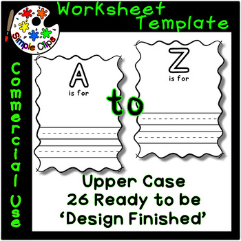 Preview of 'Letter is For' Worksheet Template Set - 26 pngs & Commercial Use {Simple Clips}