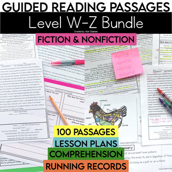 Preview of Level W-Z Guided Reading Passages & Comprehension Bundle | Fiction & Nonfiction