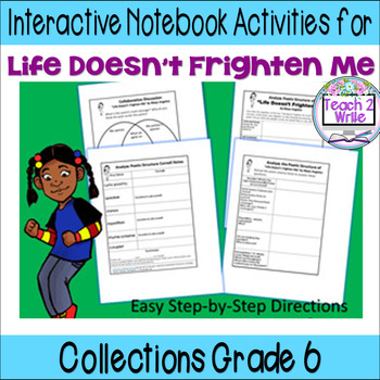Preview of "Life Doesn't Frighten Me" Printables Interactive Notebook Collections Grade 6
