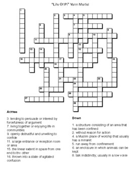 Life Of Pi Crossword - WordMint